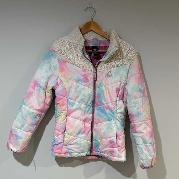 Carter's Pastel Tie-Dye Puffer Jacket with Sherpa Lining - Picture 1 of 8